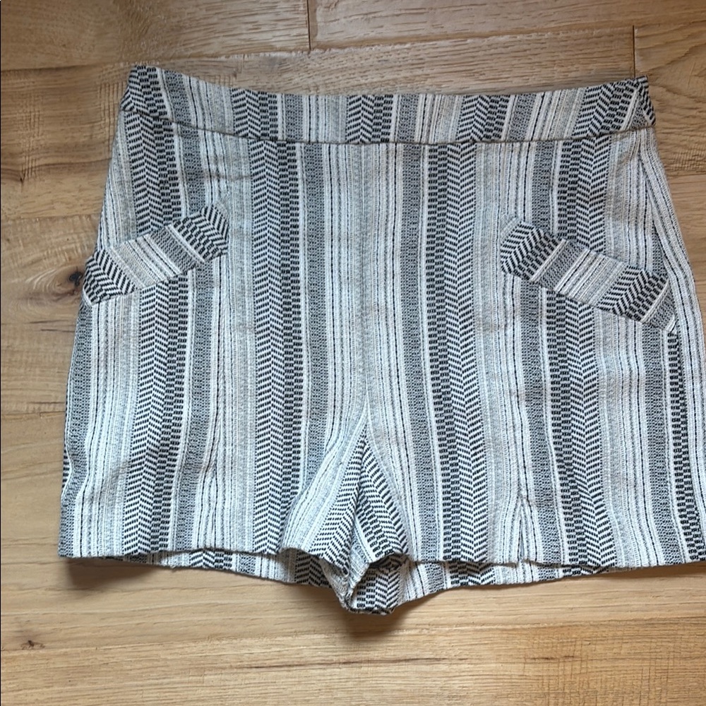 BCBGeneration Gray High Waist Shorts Textured Stripes